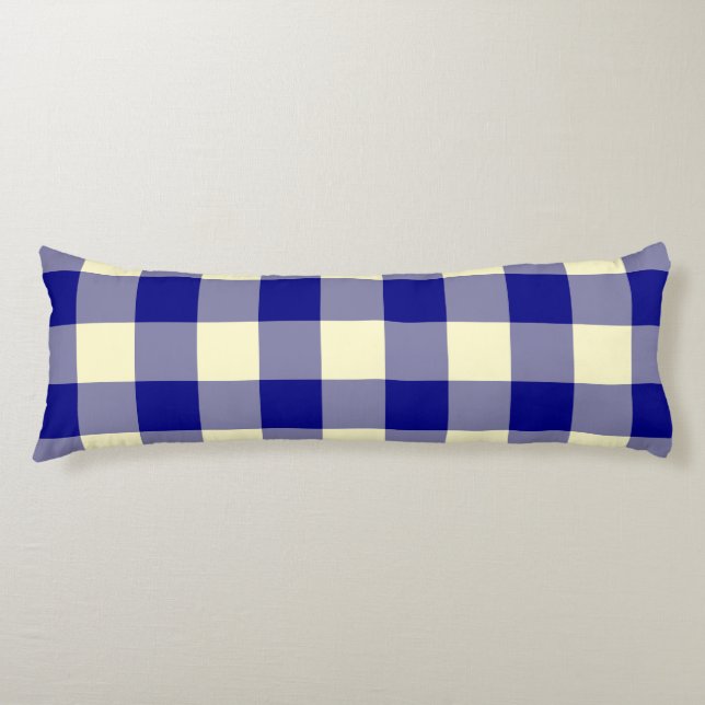 Blue Yellow Plaid Chequered Pattern Body Cushion (Front)