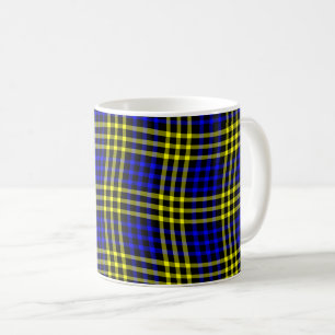 Blue Yellow Plaid Chequered Seamless Pattern Coffee Mug