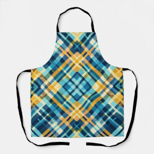 Blue Yellow Plaid Design Apron