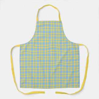 Blue Yellow Plaid Pattern Apron