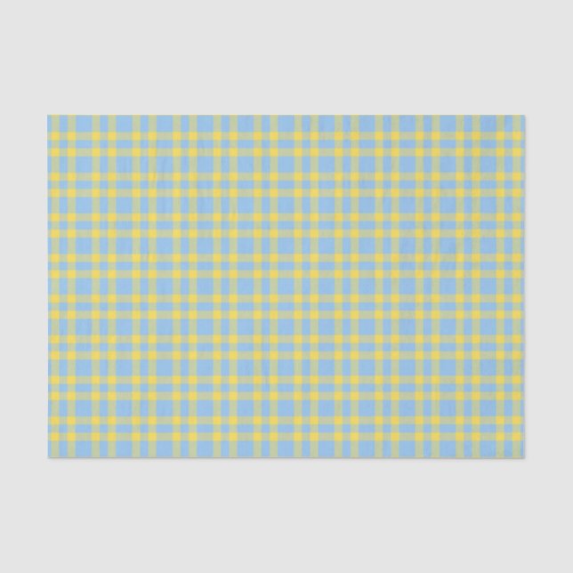Blue Yellow Plaid Pattern Tissue Paper (Front)