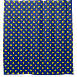 Blue Yellow Polka Dots Design Shower Curtain