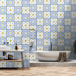Blue Yellow Portuguese Tile Mediterranean Wall Dec