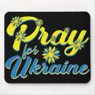 BLUE & YELLOW PRAY FOR UKRAINE FLOWERS MOUSE MAT