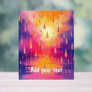 Blue Yellow Rain Drops Nature Watercolor Acrylic Sign