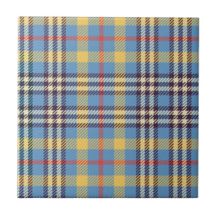 Blue, yellow, red and brown tartan tile