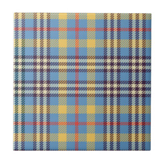 Blue, yellow, red and brown tartan tile