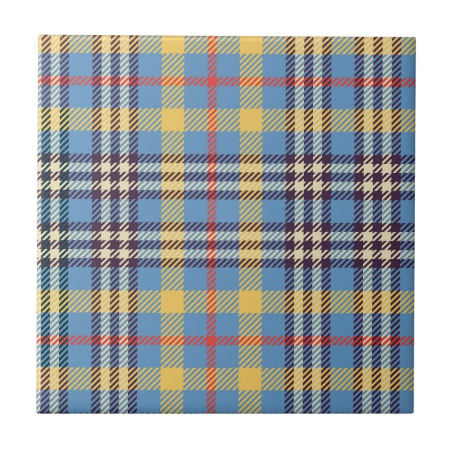 Blue, yellow, red and brown tartan tile (Front)