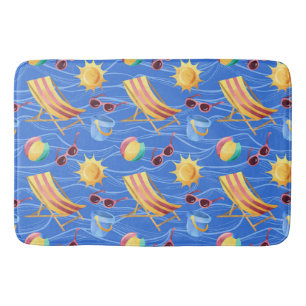 BLUE YELLOW RED BEACH CHAIRS BALLS TOYS BATH MAT