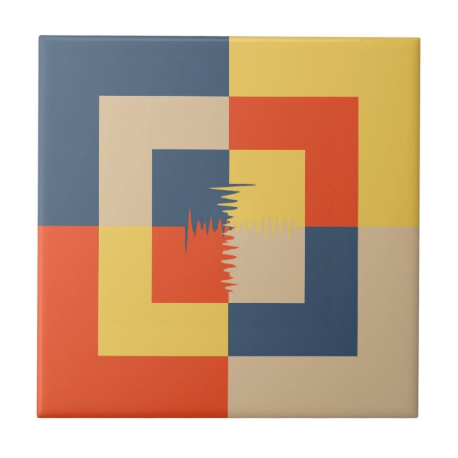 Blue Yellow Red Beige Tile (Front)
