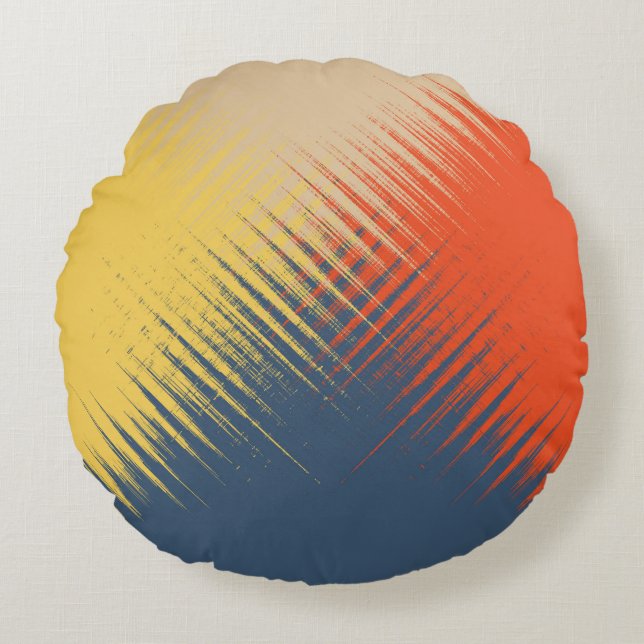 Blue Yellow Red Cream Round Cushion (Front)