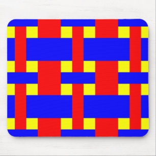 Blue, Yellow & Red Flannel Stripes Mouse Mat