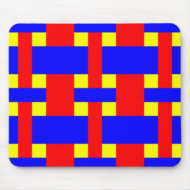 Blue, Yellow & Red Flannel Stripes Mouse Mat (Front)