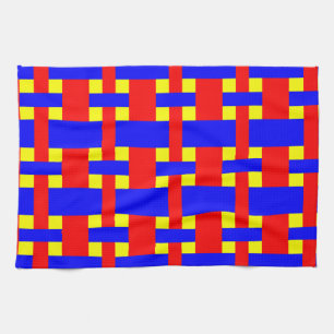 Blue, Yellow & Red Flannel Stripes Tea Towel