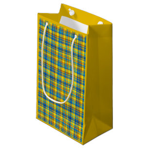 Blue, Yellow, Red Plaid Chequered pattern, Tartan Small Gift Bag