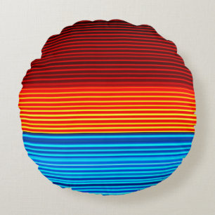 Blue Yellow Red Stripes Round Cushion