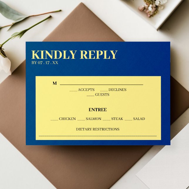 Blue & Yellow Response Wedding RSVP (Blue & Yellow Response Wedding RSVP)
