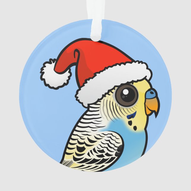 Blue & Yellow Santa Budgie Ornament (Back)