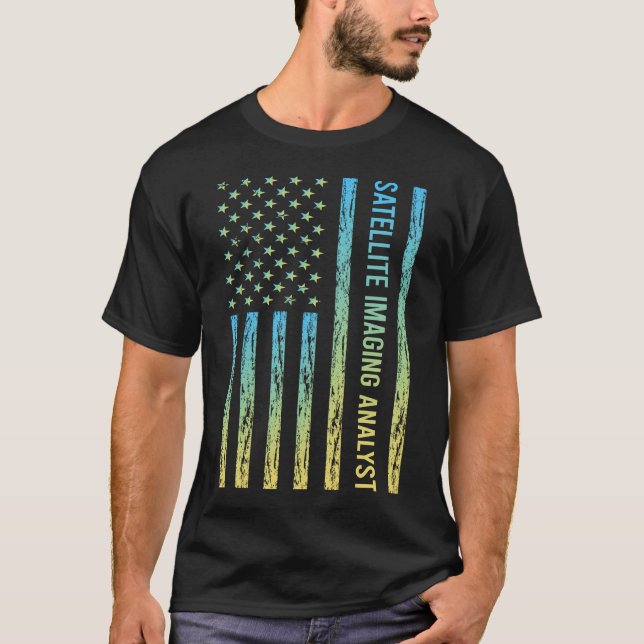 Blue Yellow Satellite Imaging Analyst T-Shirt (Front)