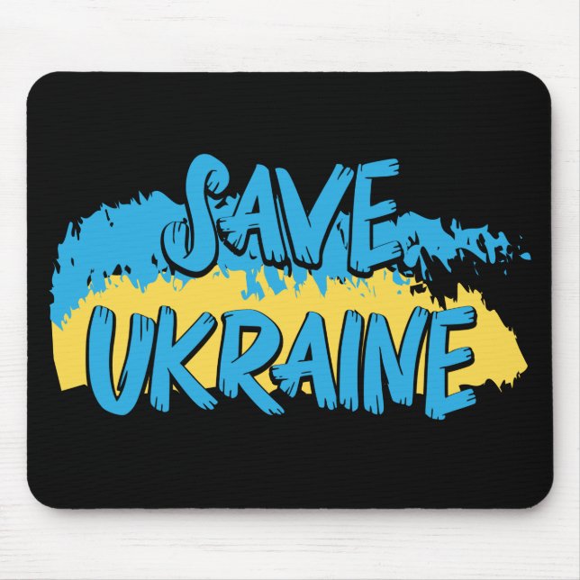 BLUE & YELLOW SAVE UKRAINE SPLASH MOUSE MAT (Front)