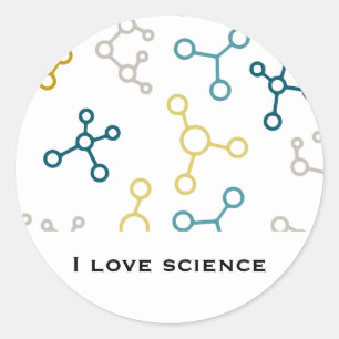 Blue Yellow Science Molecules Personal Stationery Classic Round Sticker