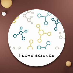 Blue Yellow Science Molecules Personal Stationery Classic Round Sticker