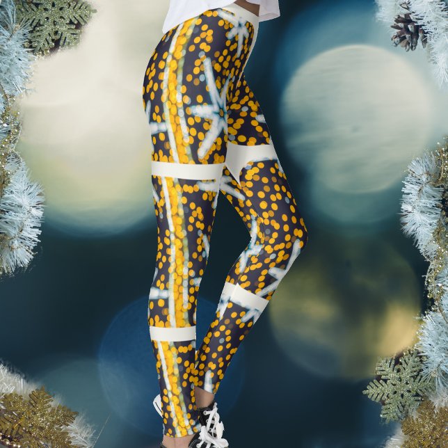 Blue yellow shining Christmas stars Leggings (Creator Uploaded)