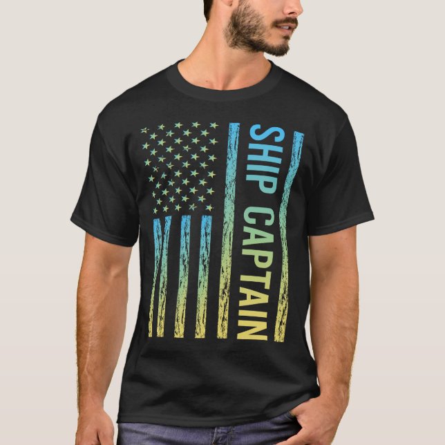 Blue Yellow Ship Captain T-Shirt (Front)
