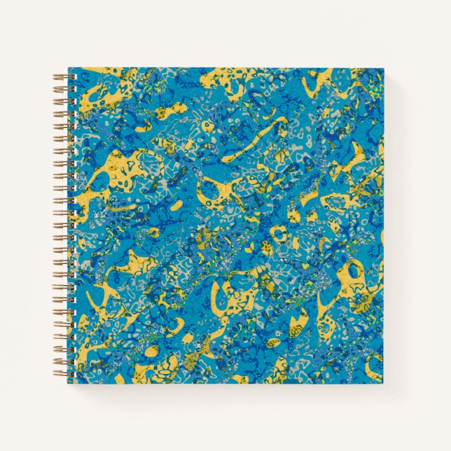 Blue & Yellow Spotted Graphic Abstraction Notebook (Front)