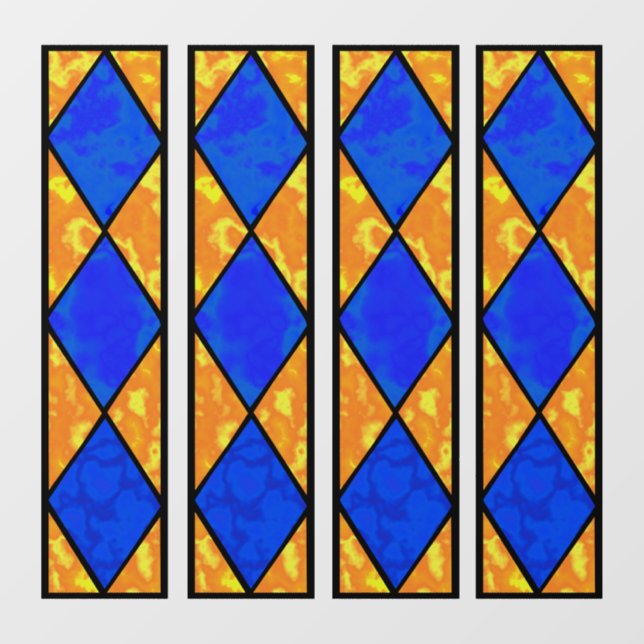Blue/Yellow "Stained Glass Effect" window borders. Cling (Sheet)