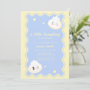 Blue Yellow Star Chinese Dumpling Baby Shower  Invitation