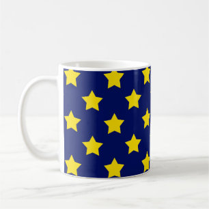 Blue Yellow Stars Pattern Decorative Coffee Mug