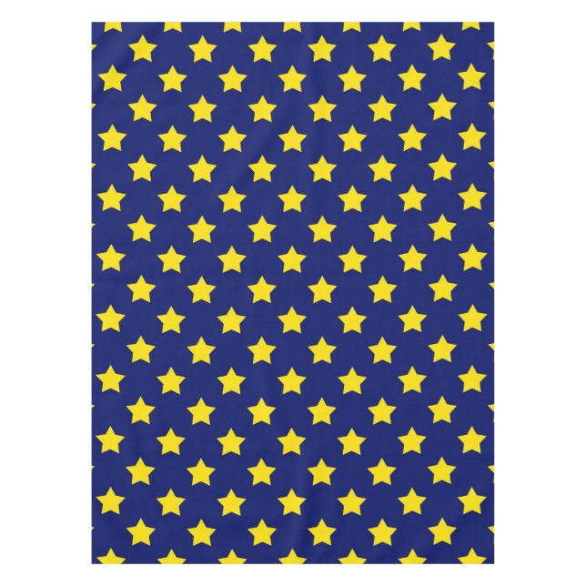 Blue Yellow Stars Pattern Decorative Tablecloth (Front)