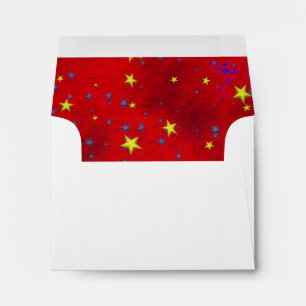 Blue Yellow Stars Red BG A2 5.6" x 4 1/8" Envelope