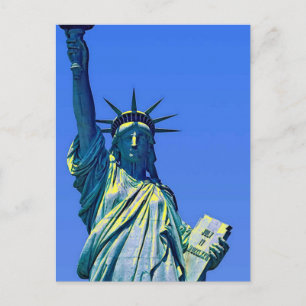 Blue Yellow Statue of Liberty Post Card