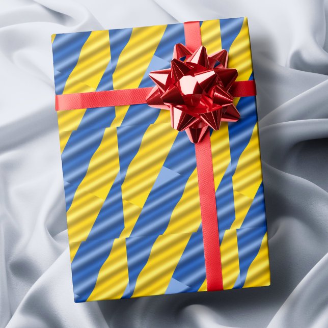 Blue Yellow Stripes Peace No War Ukraine Inspired Wrapping Paper (Creator Uploaded)