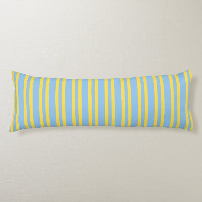 Blue Yellow Stripes Seamless Pattern Body Cushion (Front)