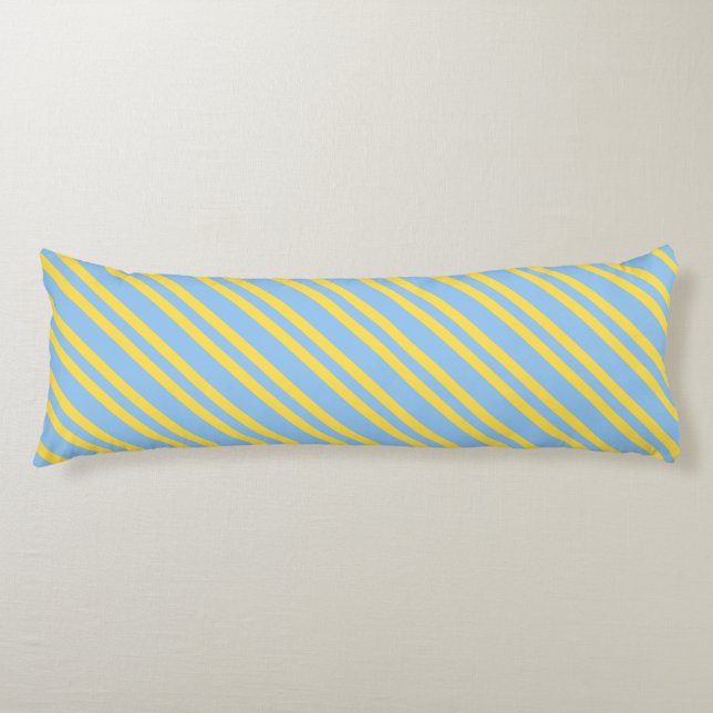 Blue Yellow Stripes Seamless Pattern Body Cushion (Front)