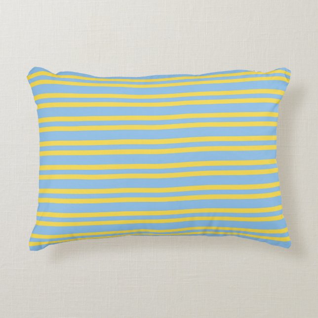 Blue Yellow Stripes Seamless Pattern Decorative Cushion (Front)