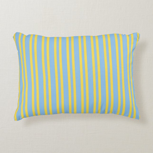Blue Yellow Stripes Seamless Pattern Decorative Cushion (Front)