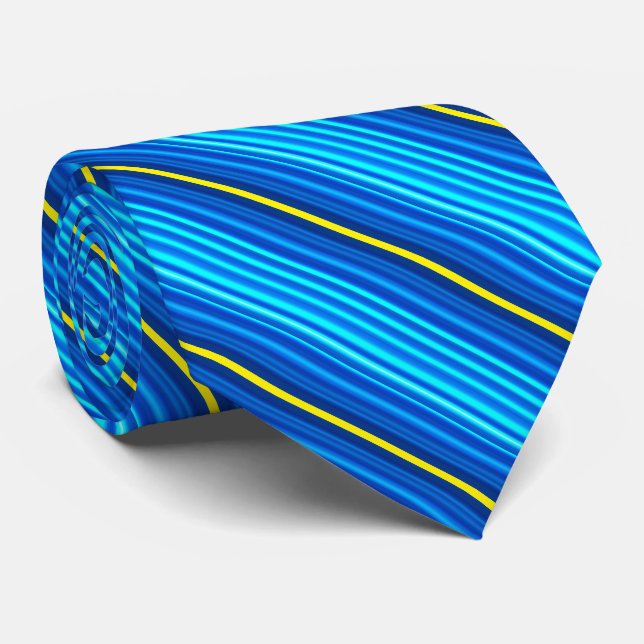 Blue Yellow Stripes Tie (Rolled)