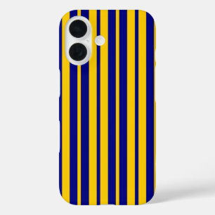 Blue Yellow Stylish Stripes Pattern Design iPhone 16 Case
