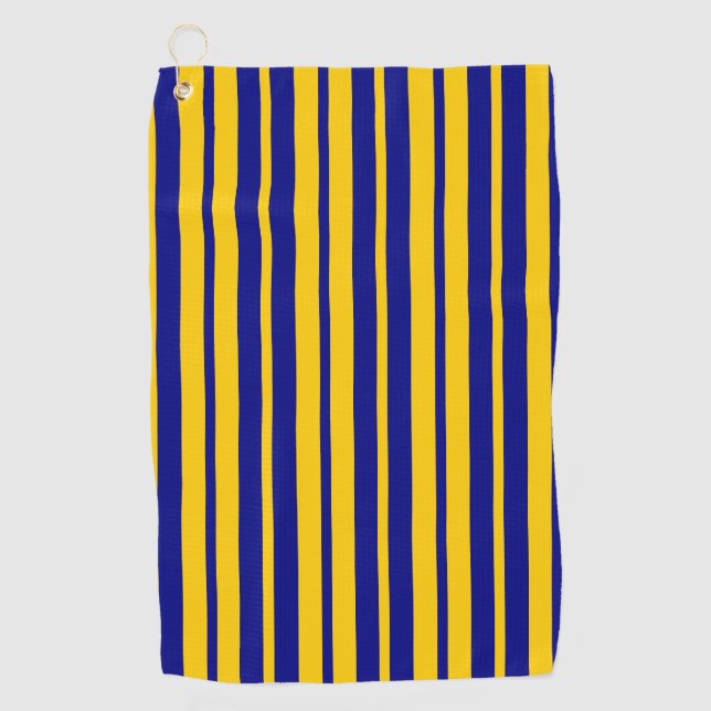 Blue Yellow Stylish Stripes Pattern Design  Golf Towel (Front)