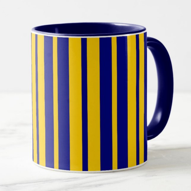 Blue Yellow Stylish Stripes Pattern Design  Mug (Creator Uploaded)