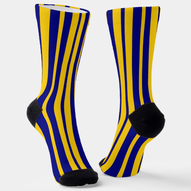 Blue Yellow Stylish Stripes Pattern Design  Socks (Creator Uploaded)