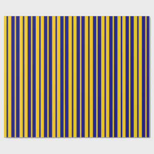 Blue Yellow Stylish Stripes Pattern Design Wrapping Paper