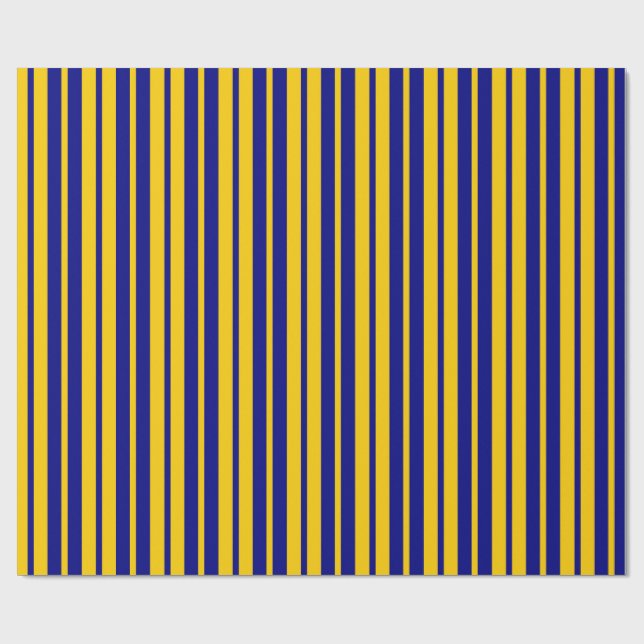 Blue Yellow Stylish Stripes Pattern Design  Wrapping Paper (Flat)
