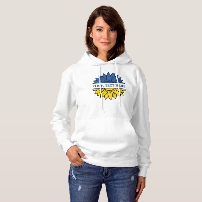 Blue/yellow sunflower. Custom text. Customisable Hoodie (Front Full)