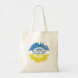 Blue yellow sunflower. Custom text. Customisable Tote Bag