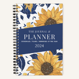 blue yellow sunflowers simple elegant aesthetic notebook